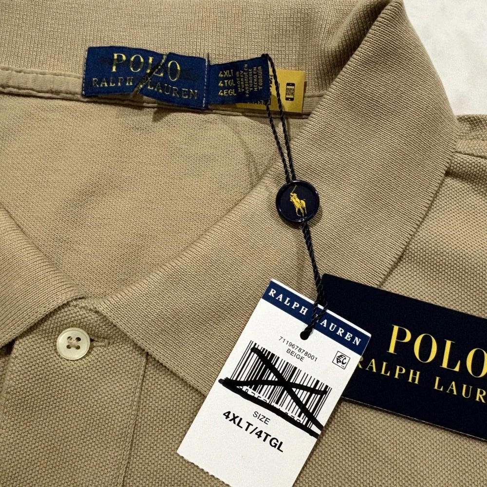 Polo Ralph Lauren Mens 4XLT Tan Big Pony Cotton Short Sleeve Polo Shirt New